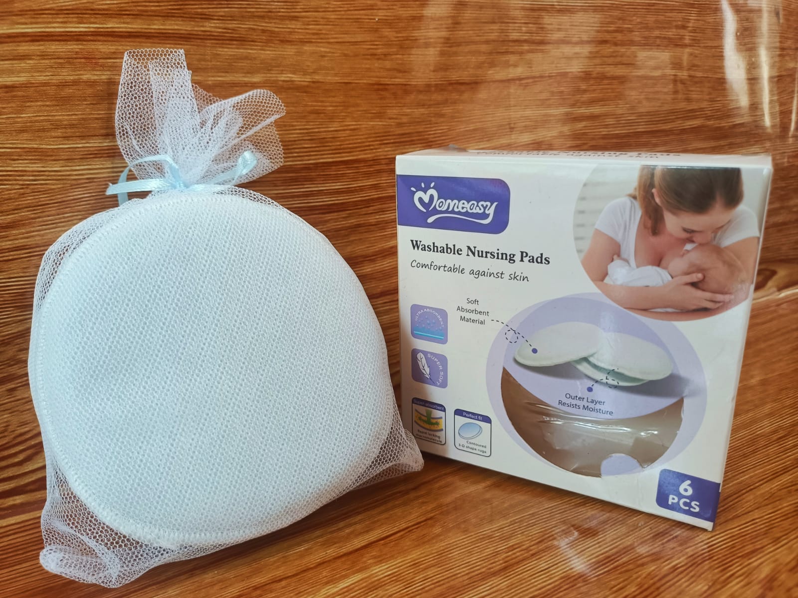 Momeasy Washable Breast Pads for Women – 6pcs | Soft, Reusable & Leak-Proof